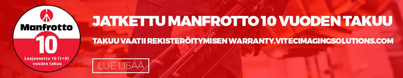 Manfrotto 10 vuoden takuubanneri