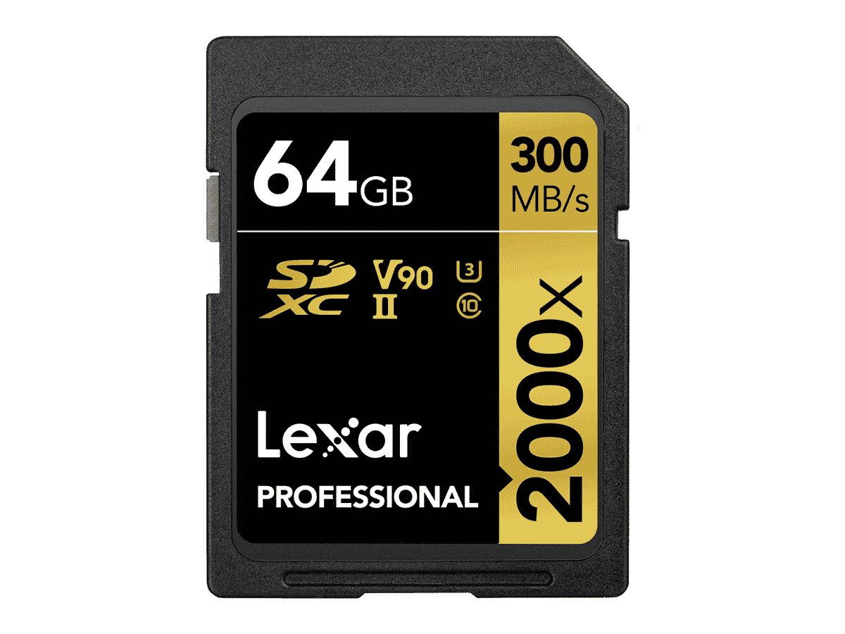Lexar 64GB Professional 2000x SDXC U3 (R300/W260MB/s UHS-II (V90))