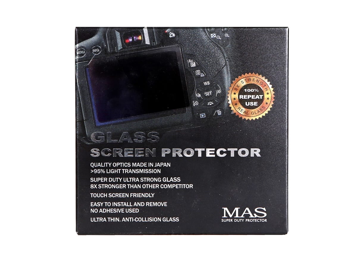 MAS näytönsuoja – Canon PowerShot G1 X Mark III, G5 X, Mark II,  G7, G7 X Mark II, III, G9 X Mark II, Canon EOS M50, Mark II, EOS RP, Fujifilm X-A3, Olympus OM-D E-M1X, Panasonic Lumix DC-G9, GX9, DMC-GX8