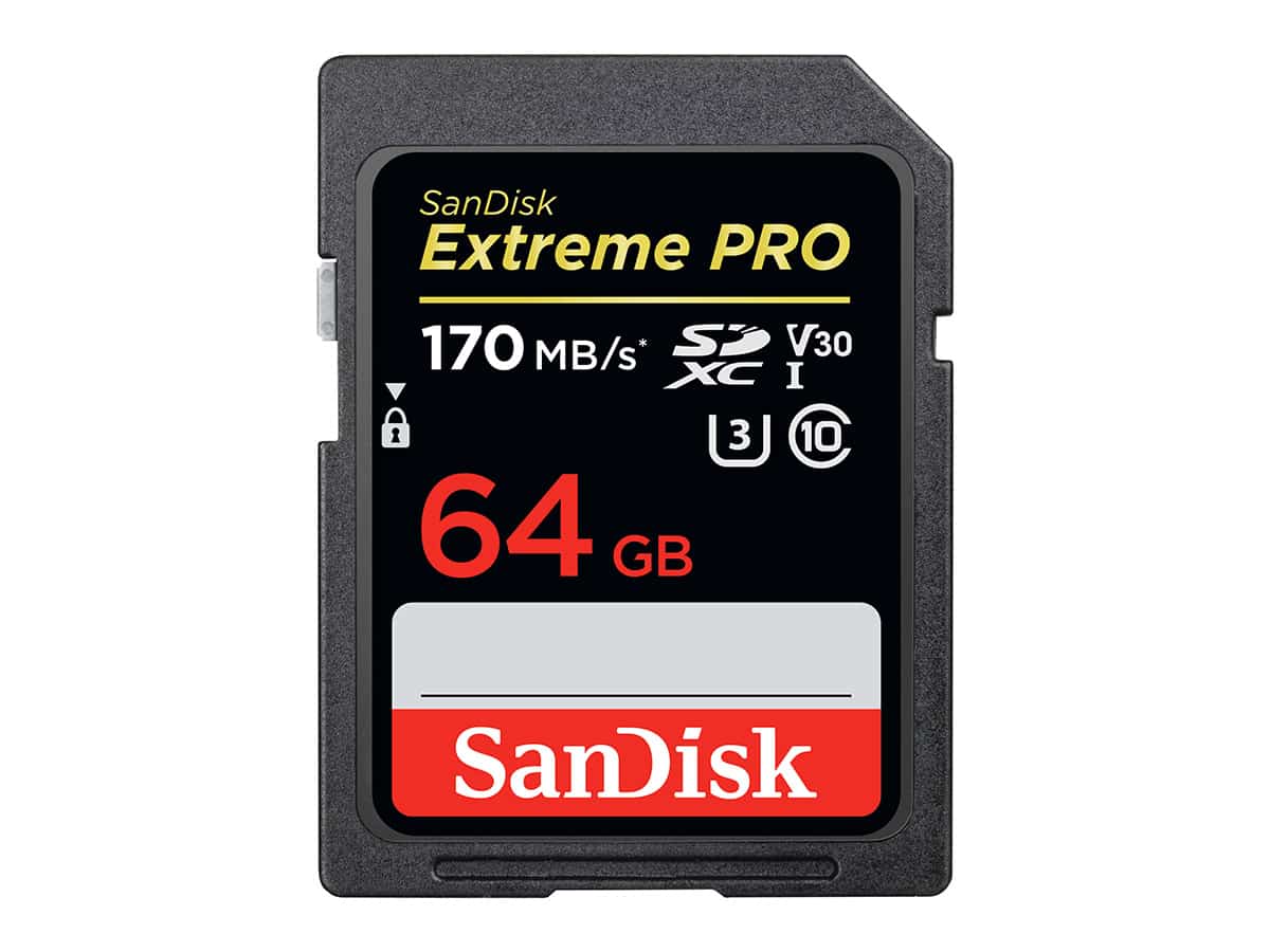 SanDisk 64GB SDXC Extreme PRO (UHS-I, 170 MB/s, (U3), class 10)