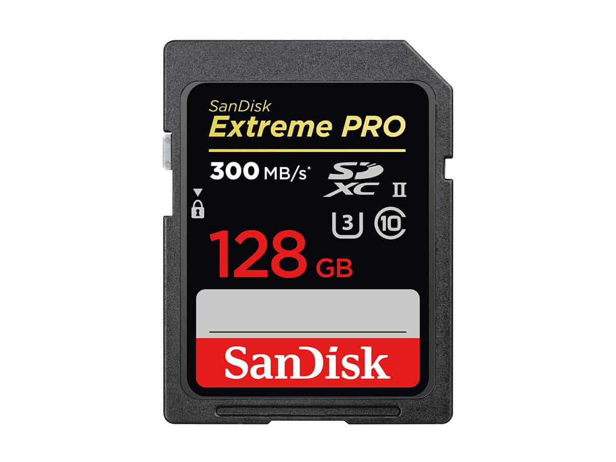 SanDisk 128GB SDXC Extreme PRO (UHS-II, 300 MB/s, (U3), class 10, V90)