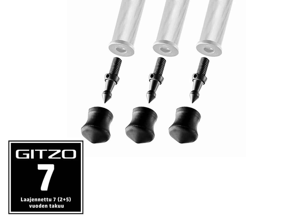 Gitzo GSF30S Short Spike + Rubber Foot 30mm (3kpl) – jääpiikit/kumitassut
