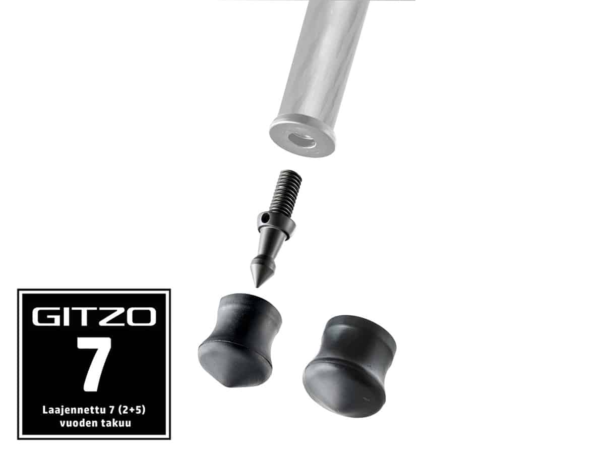 Gitzo GSFSM Short Spike + Rubber Foot 30 & 38mm (1kpl) – jääpiikit/kumitassut