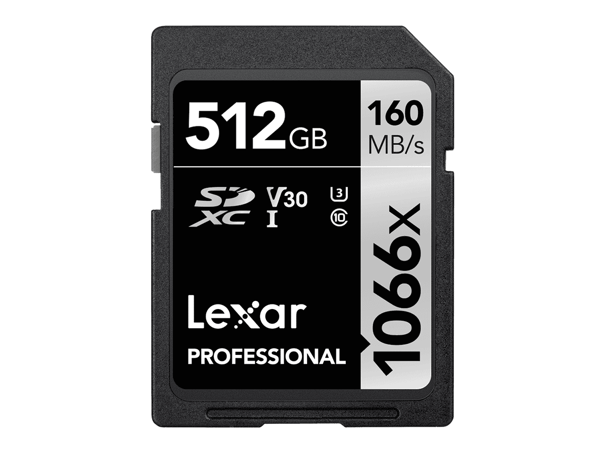 Lexar 512GB Professional 1066x SDXC U3 (R160/W120MB/s UHS-I (V30))