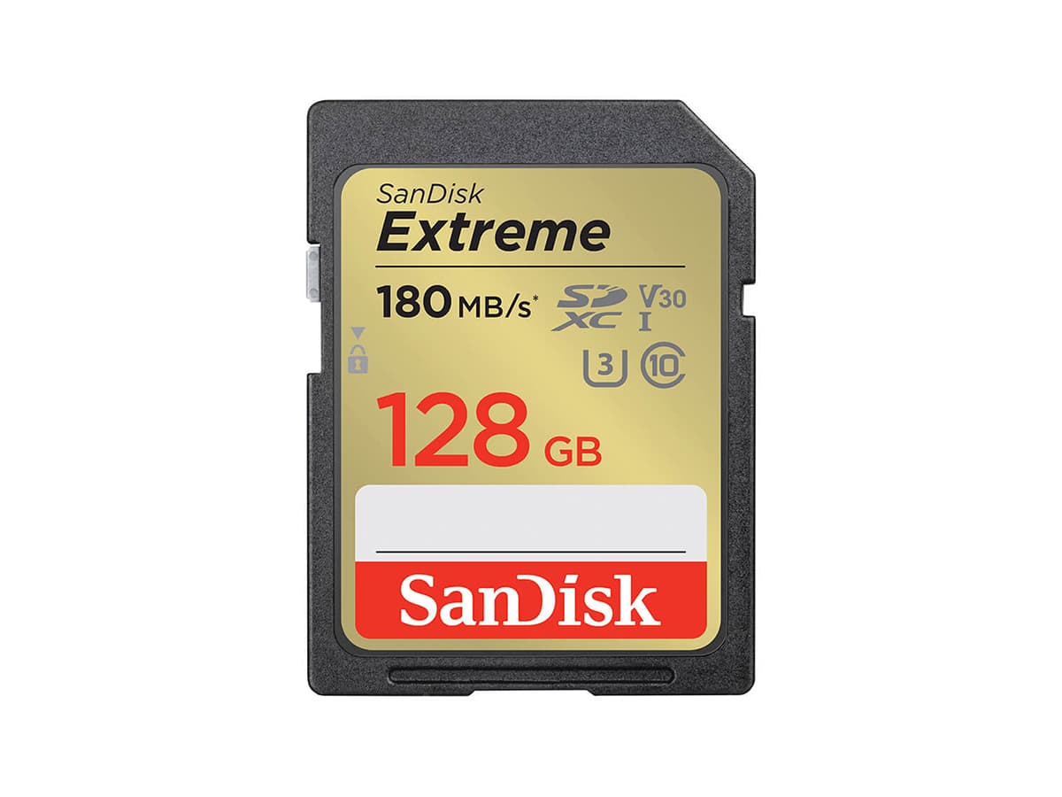 SanDisk 128GB SDXC Extreme (UHS-I, 180 MB/s, U3, V30, Class 10)