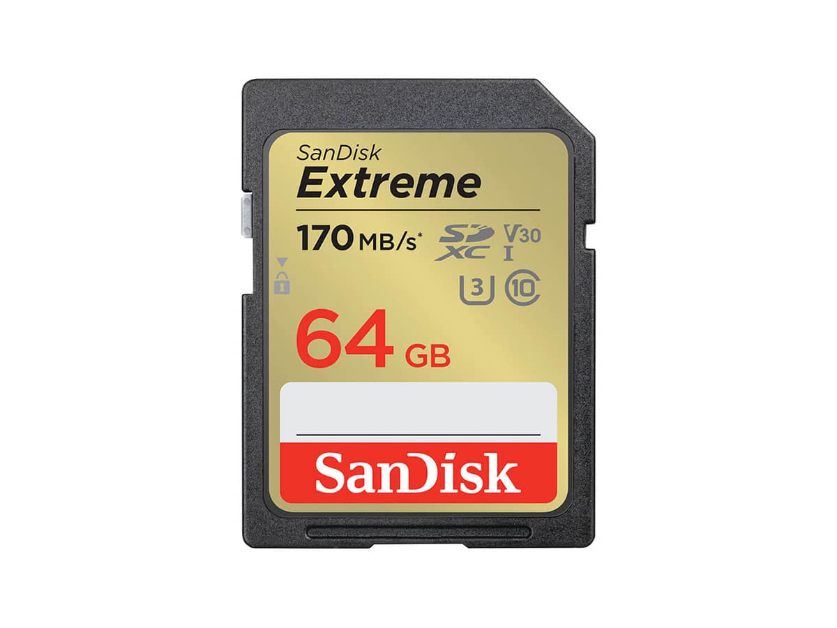 SanDisk 64GB SDXC Extreme (UHS-I, 170 MB/s, U3, V30, Class 10)
